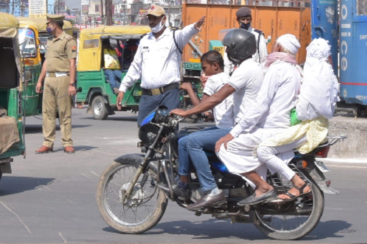 two-wheelers running without helmets  Four riders on a bike, triple riding is becoming a reason of accidents