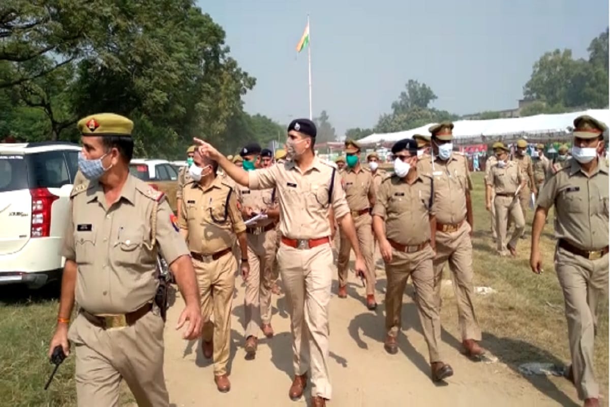 RLD is rally with congress and samajwadi party leaders in Muzaffarnagar and Policeforce deployed in the district