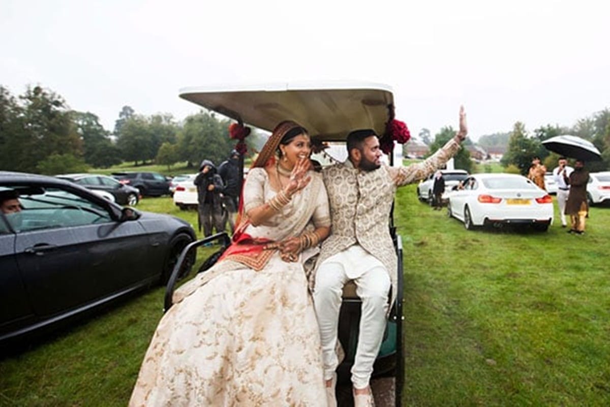 indian origin couple does first of its kind drive in wedding near london despite restriction on guests numbers