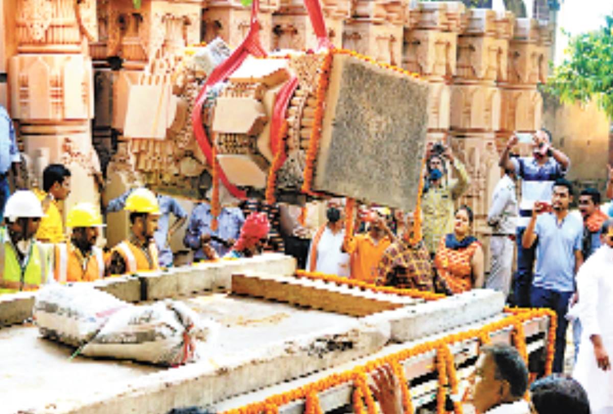 stones are being taken to temple construction site from karayshala