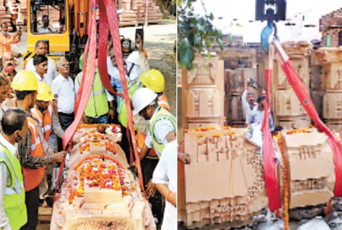 stones are being taken to temple construction site from karayshala