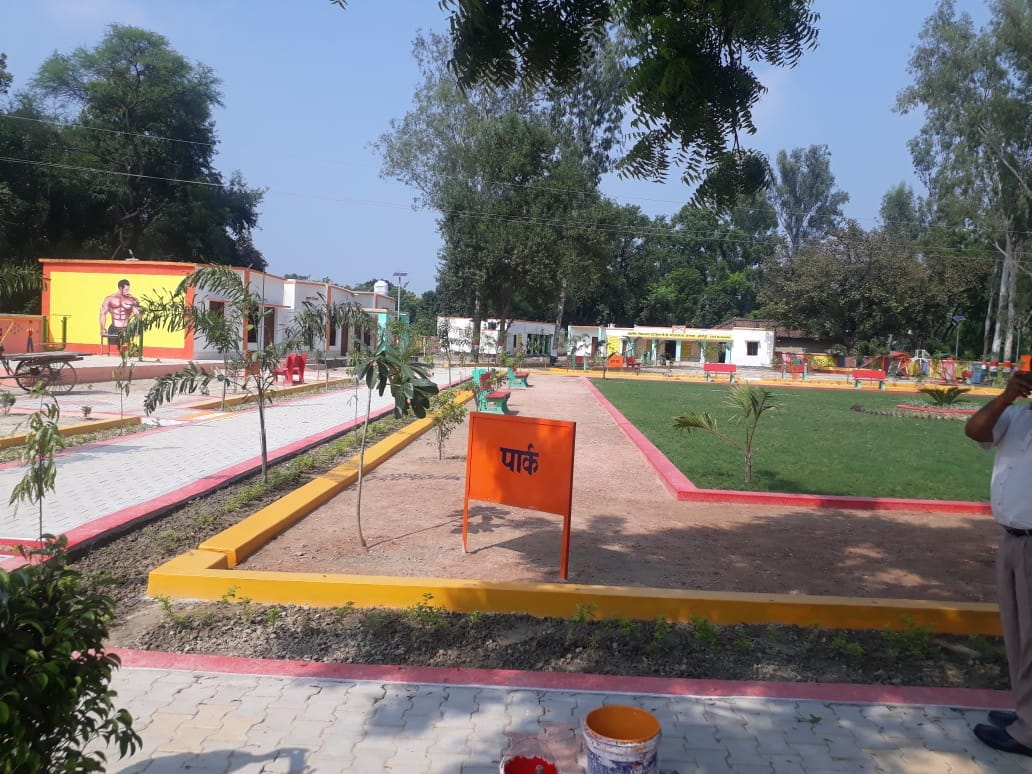 MNREGA parks being built in villages, decorating with flowers