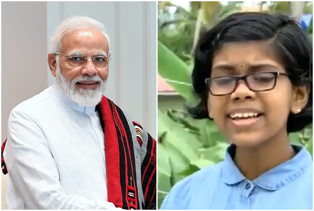 Devika, a student from Kerala, sings a folk song from Himachal Pradesh, pm modi congratulates her