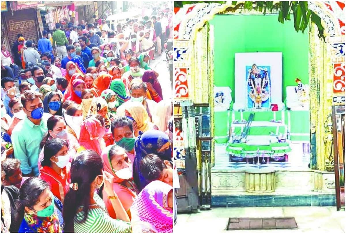 devotees did not follow social distance on nandotsav in dwarkadhish temple mathura