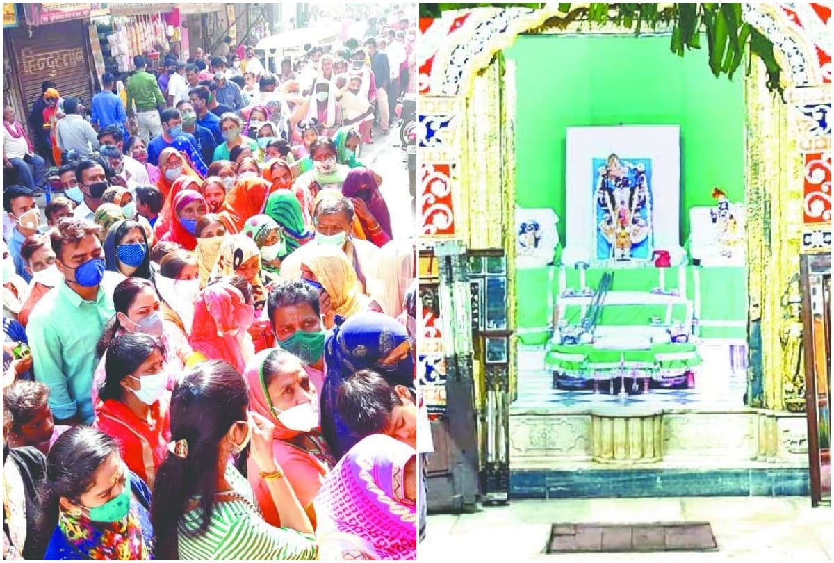 devotees did not follow social distance on nandotsav in dwarkadhish temple mathura