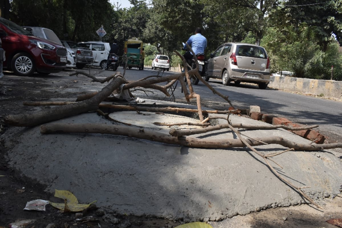 Manhole caps installed two feet above the road, frequent accidents in Meerut