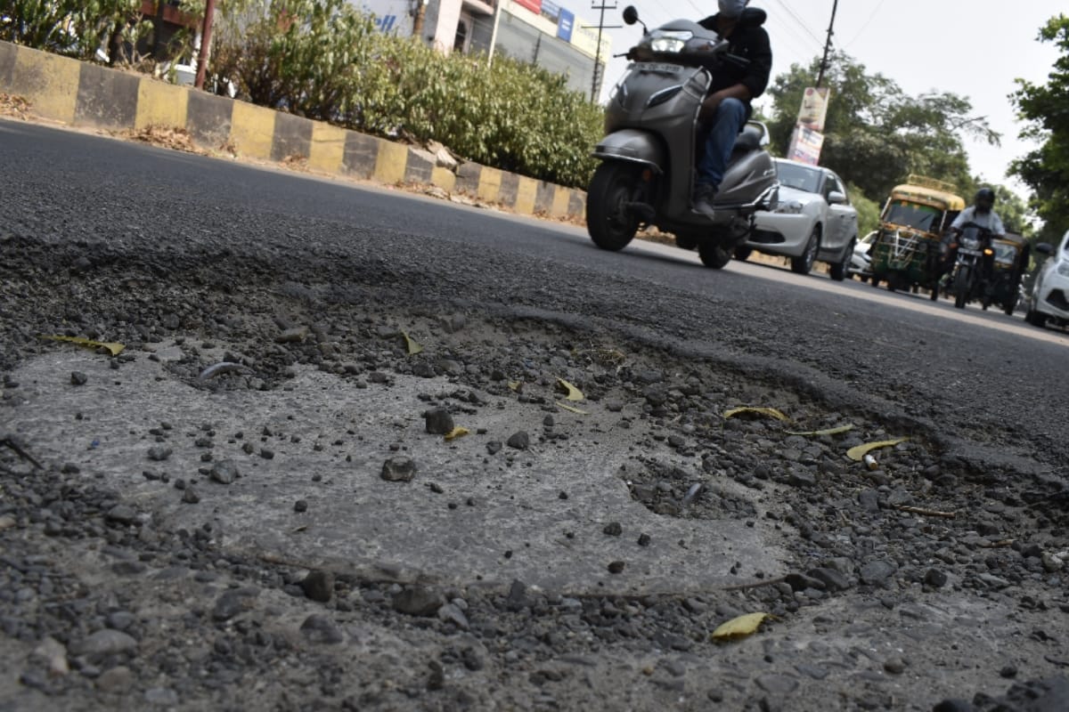 Manhole caps installed two feet above the road, frequent accidents in Meerut