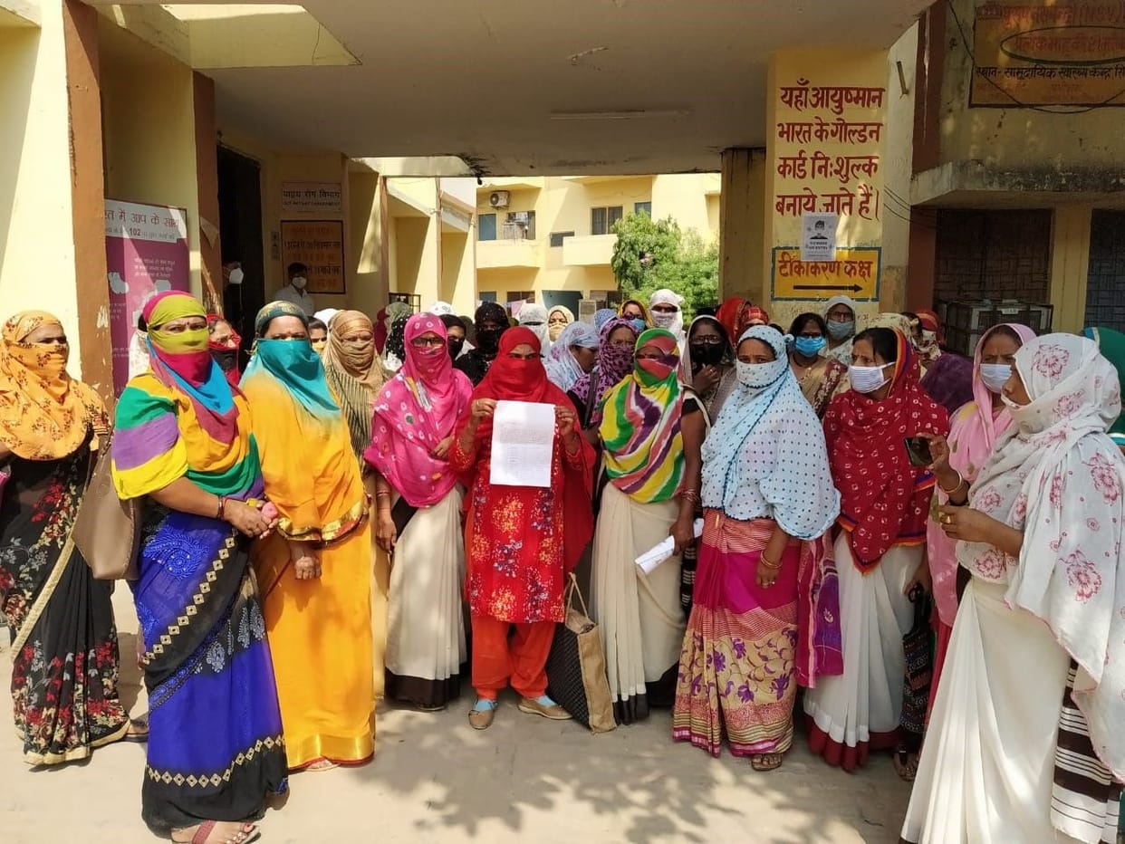 protest, asha, workers, sirsaganj