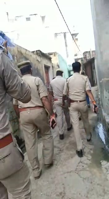 Police teams and STF rage in search of miscreants