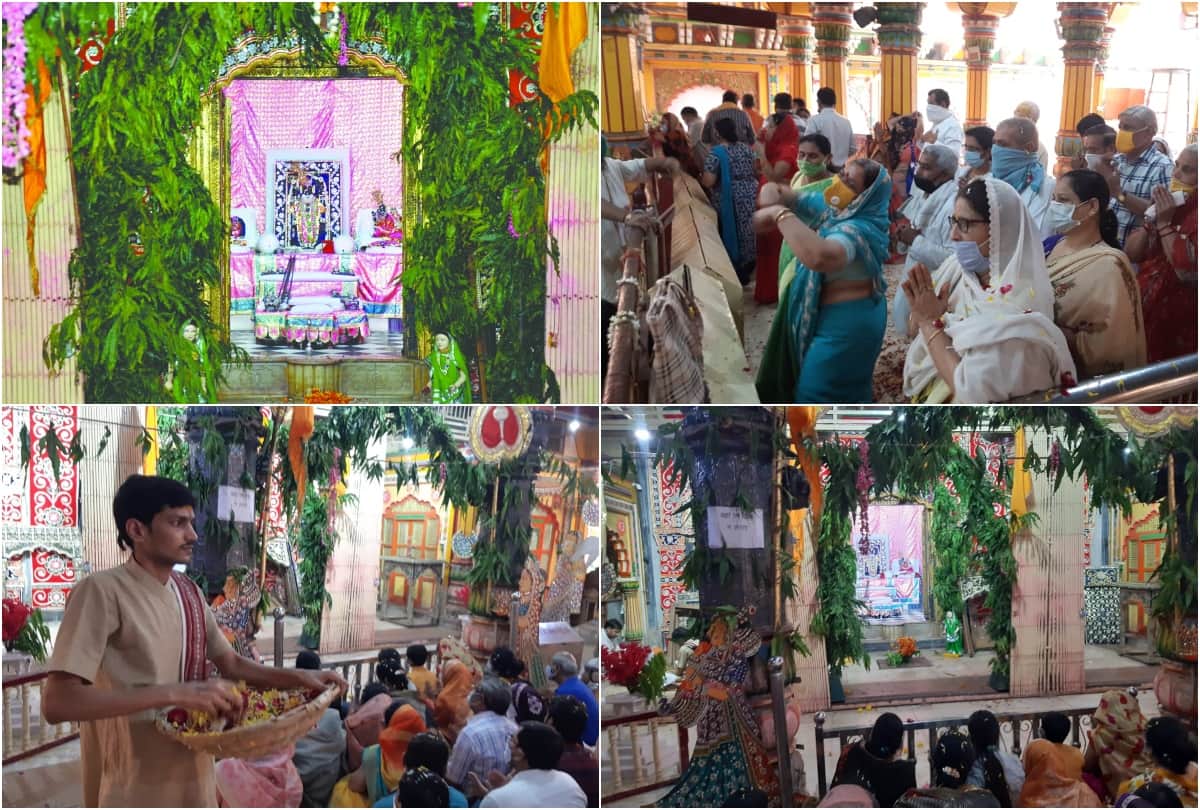 devotees performs worship in thakur dwarkadhish temple mathura