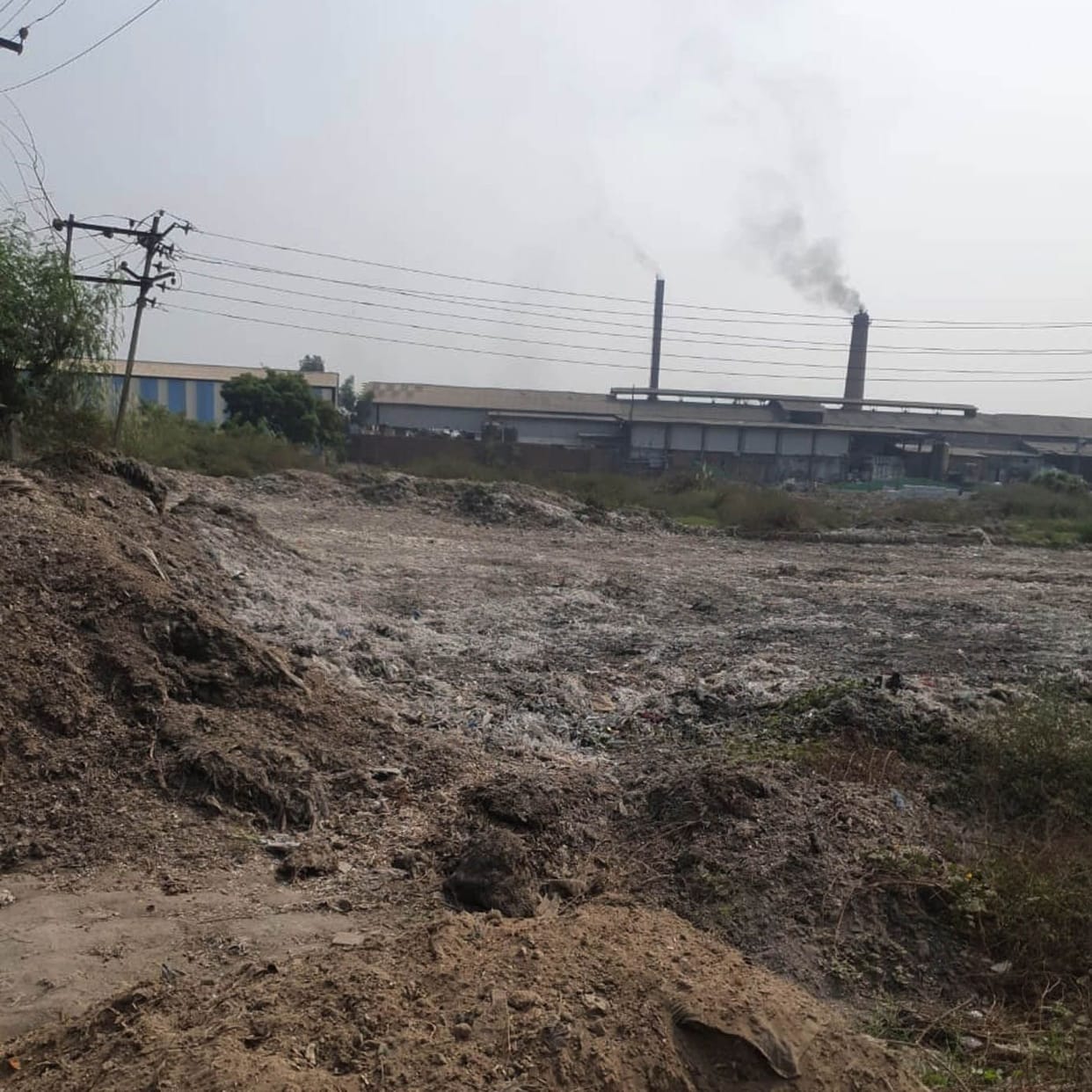 Polythene waste removed from the front of factories