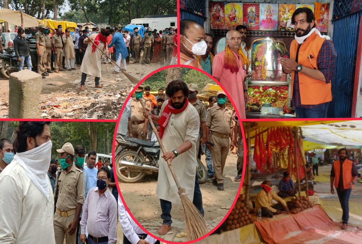 MP Ravi Kishan started sweeping during crime stop web series shooting in gorakhpur