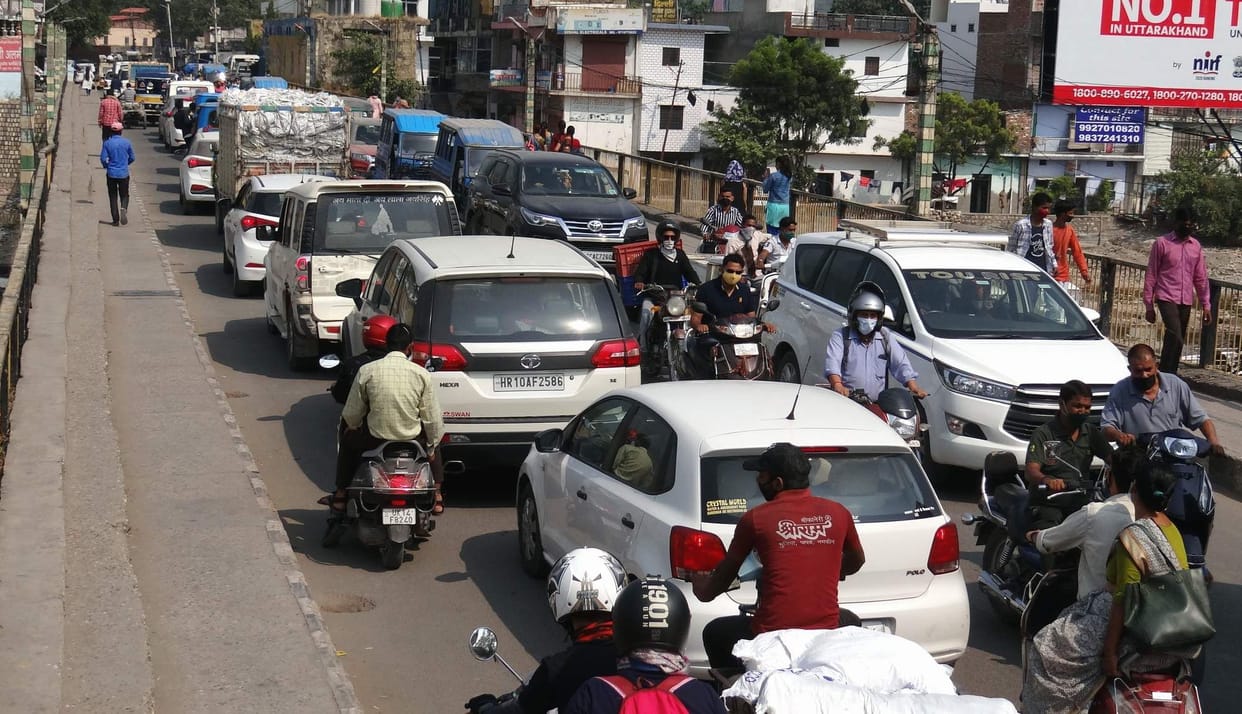 Entry in the market of vehicles caused jam throughout the day