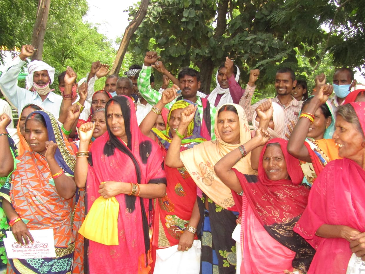 MNREGA Villagers demonstrate for payment of arrears of wages
