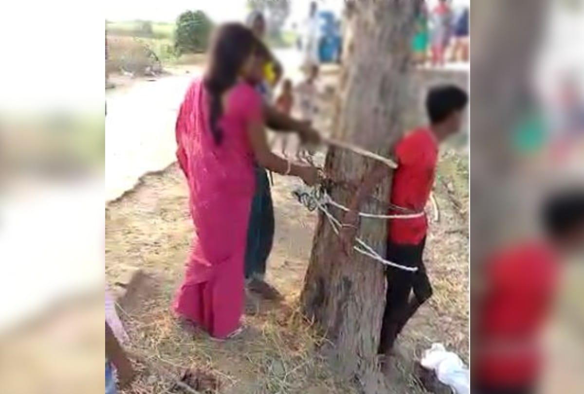 Wife tied drunken husband to tree in mainpuri