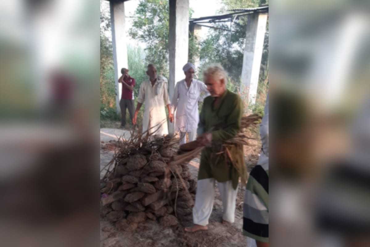 A dog has been cremated and then performed thirteenth in Badam village of Meerut