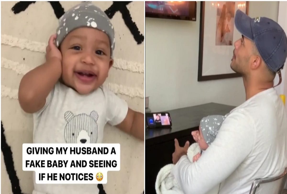 Woman kristy sarah gave fake baby into husband lap, you can not stop your laugh what happens next