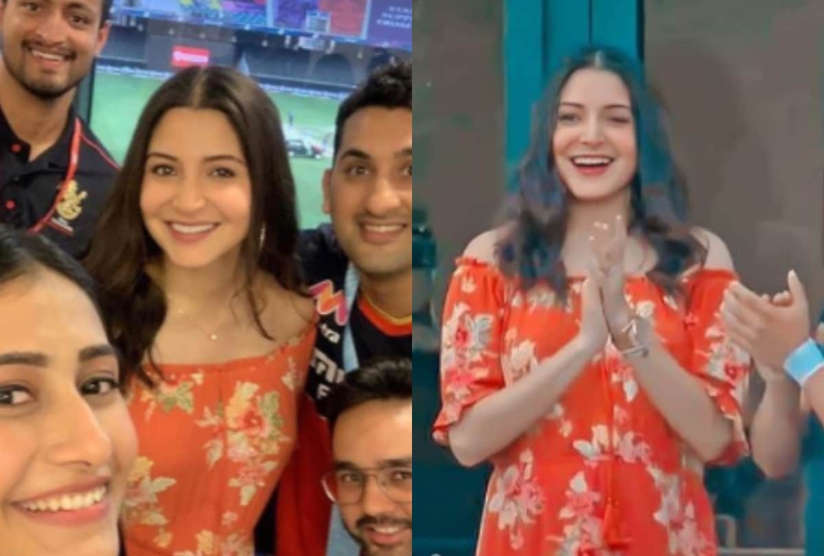 Anushka sharma seeing virat kohli team match here actress baby bump look