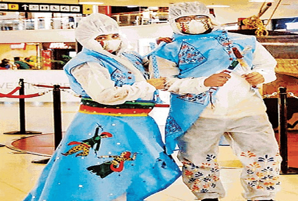 navratri 2020 garba dance in customized ppe kits