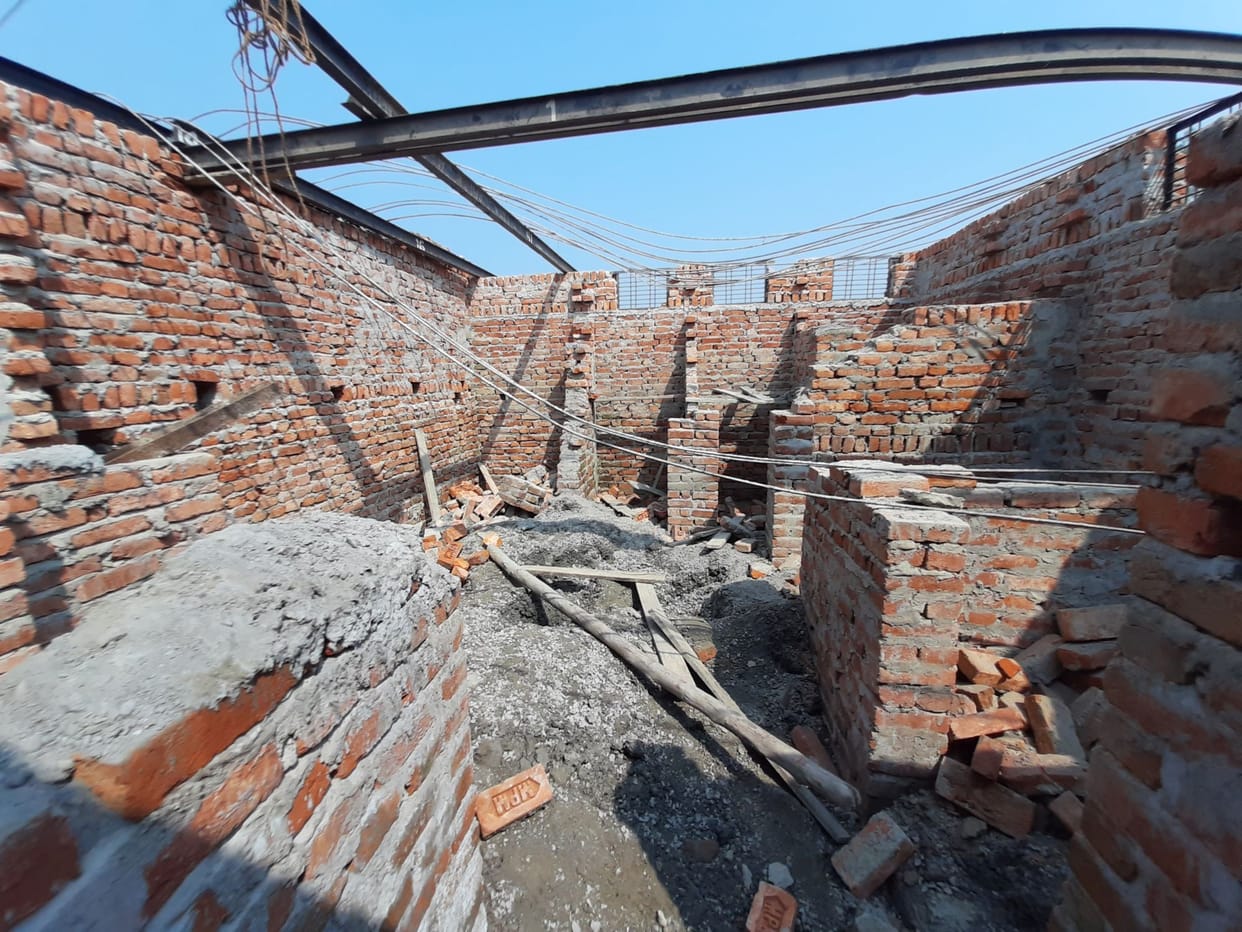 Community toilet ceiling collapsed