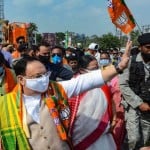 पश्चिम बंगाल में भाजपा अध्यक्ष जे पी नड्डा