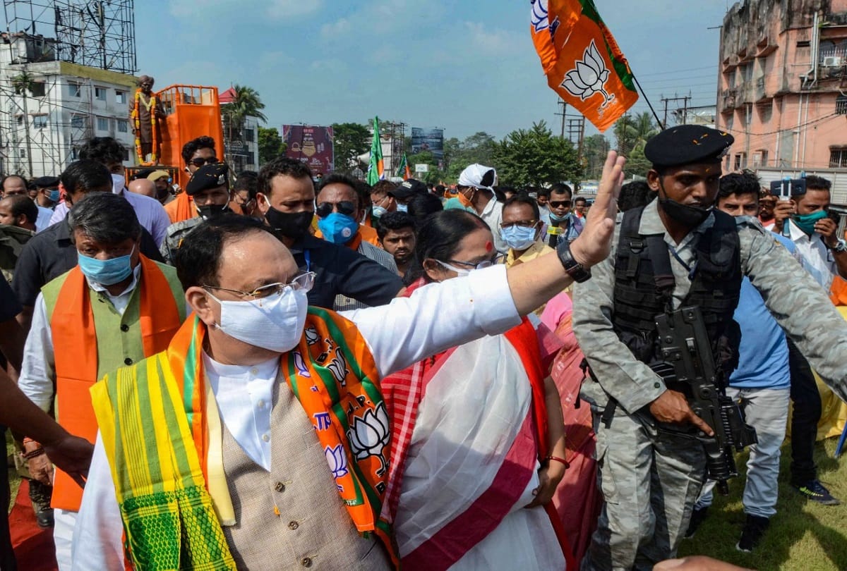 पश्चिम बंगाल में भाजपा अध्यक्ष जे पी नड्डा