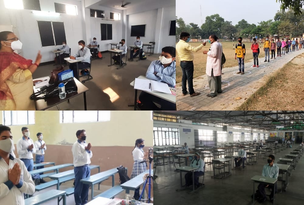 First day of schools reopen after seven months in Uttar Pradesh.