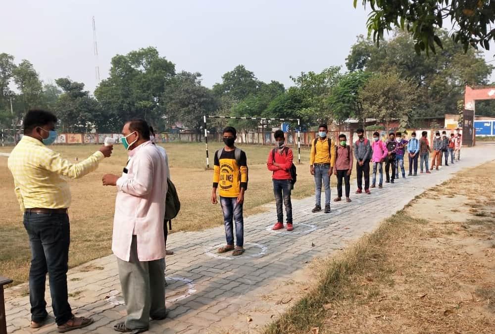 First day of schools reopen after seven months in Uttar Pradesh.