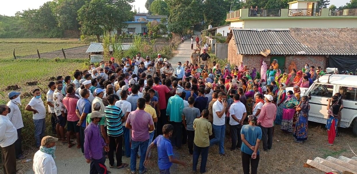 Villagers protest against road construction
