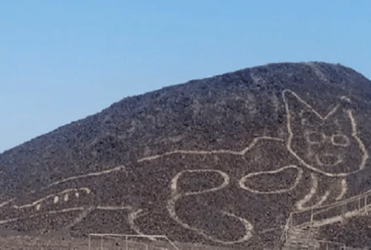 2200 year old cat etching found in Peru Nazca Lines largest deserts in the world