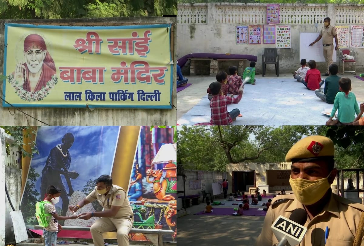 delhi student who cant afford online classes this delhi police constable teaching them at red fort sai mandir