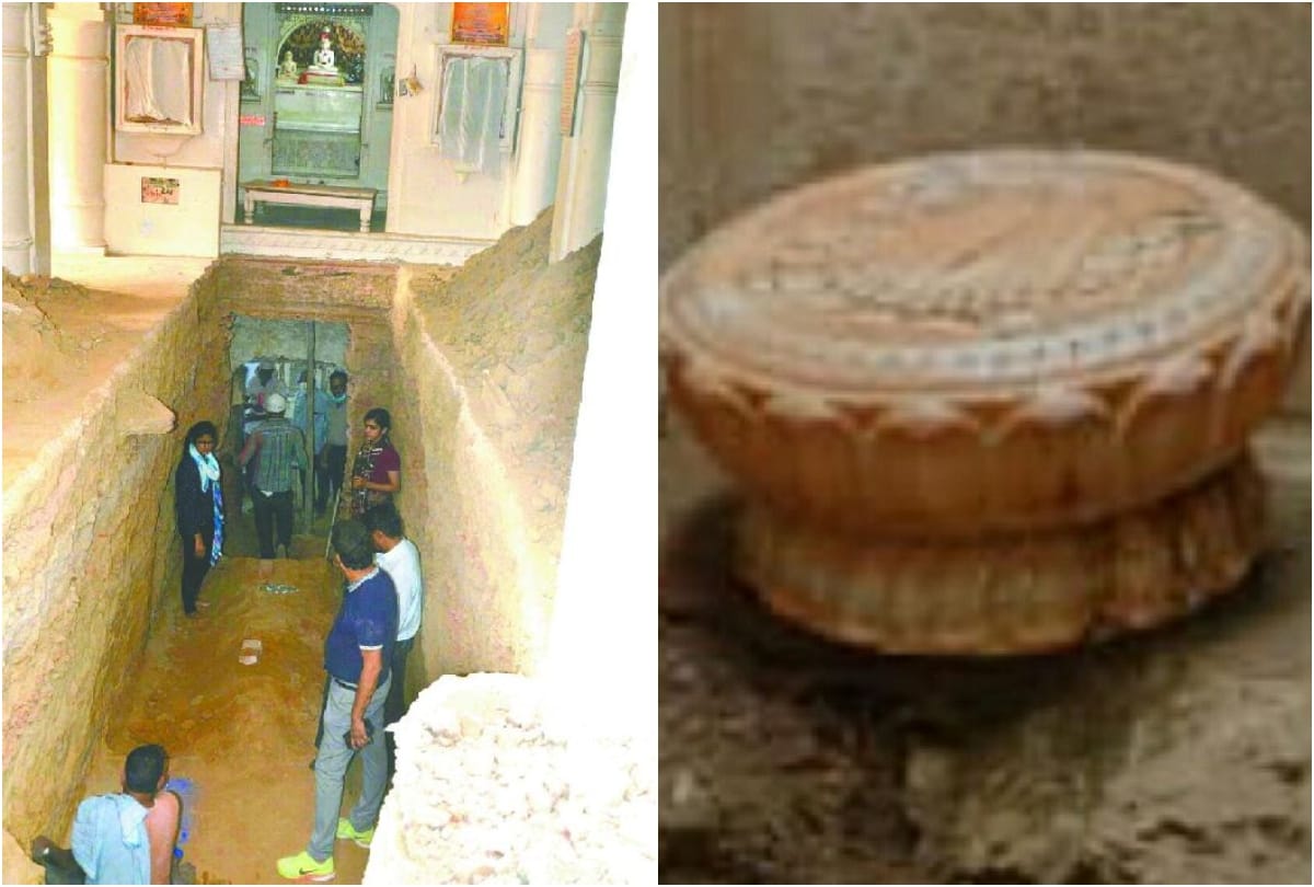 ancient rock found during excavation at the Jain Dadabadi Temple Agra