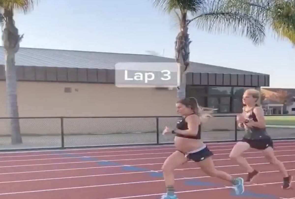woman power shows when a nine month pregnant woman run one point six kilometre in five minutes
