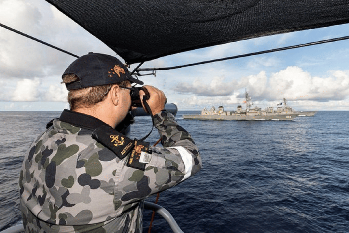 Australia’s Department of Defence said HMAS Arunta exercised with the United States Navy and the Japan Maritime Self-Defense Force in the South China Sea