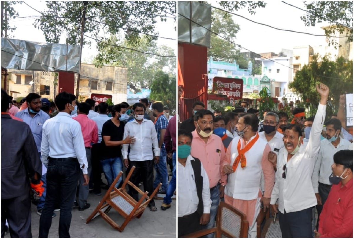 Bareilly police lathicharge at Qila Police station during rucus by angry public
