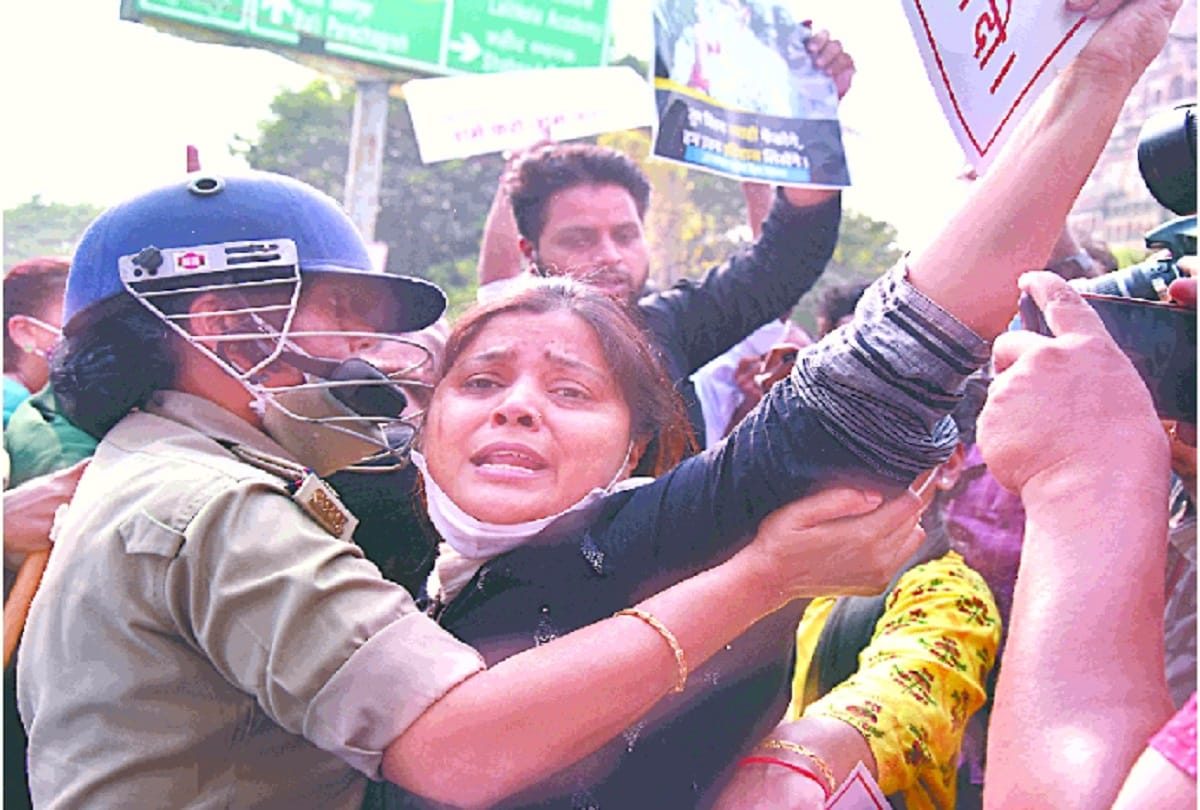 AAP protest against Hathras case and Dalit oppression in lucknow