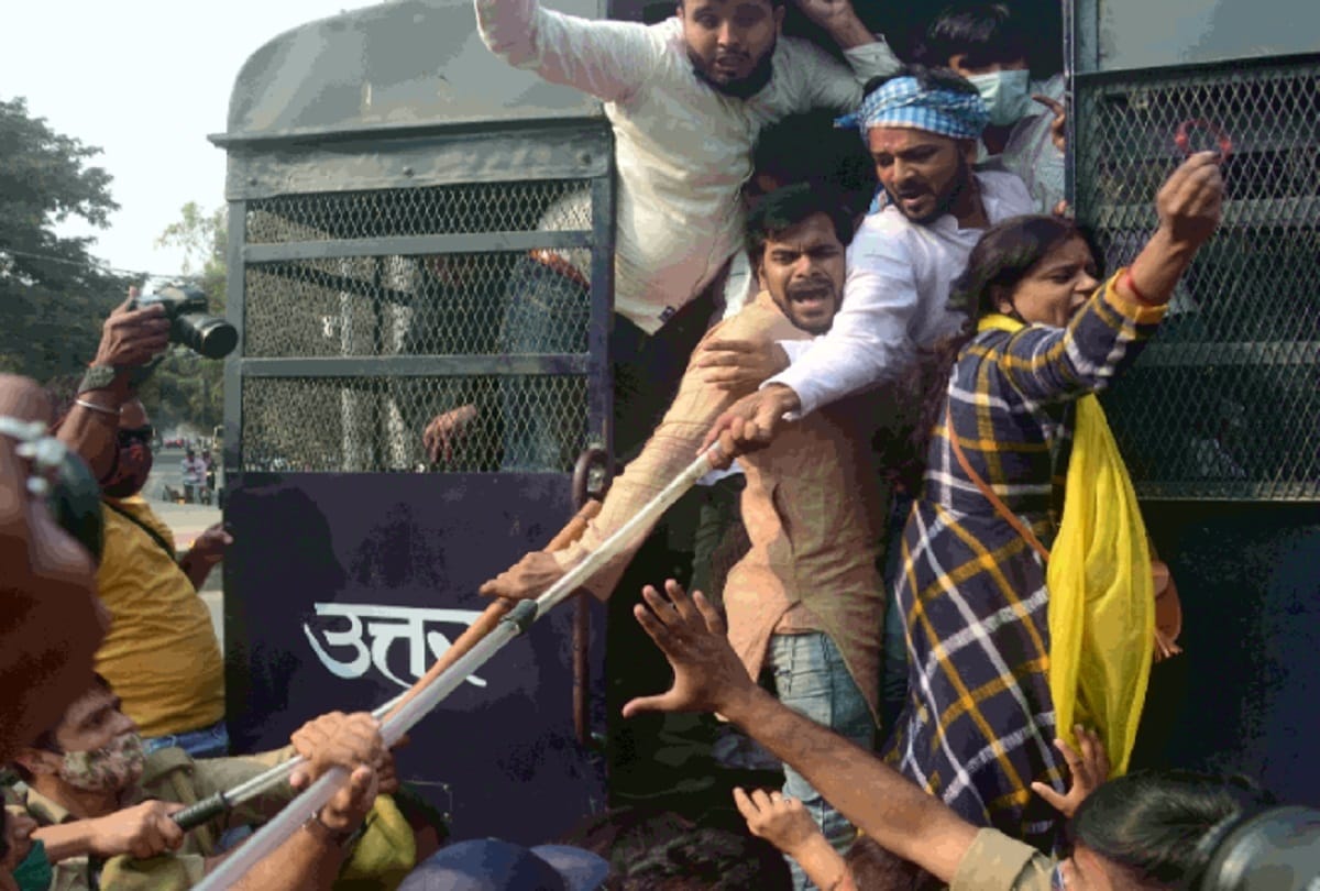 AAP protest against Hathras case and Dalit oppression in lucknow