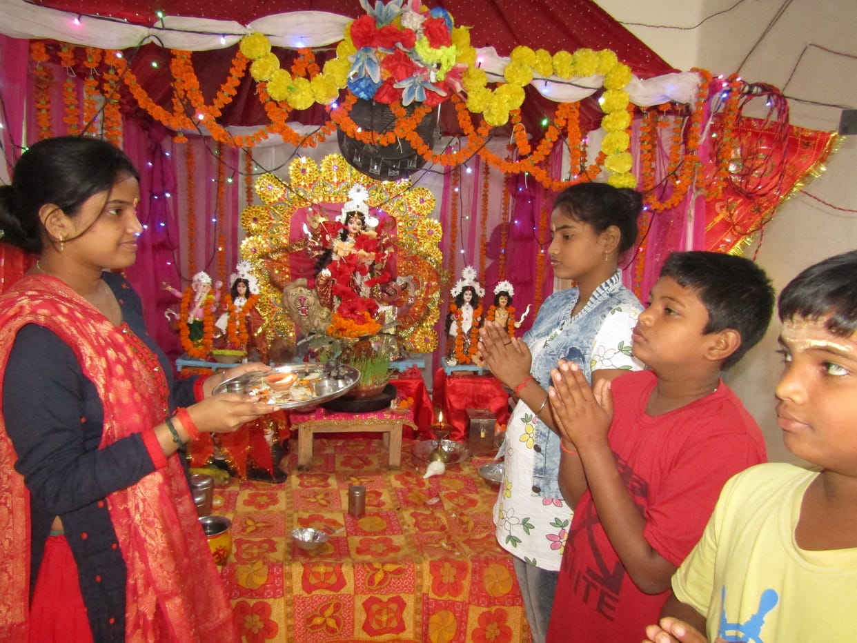 Durga Puja Pandal not decorated in public places