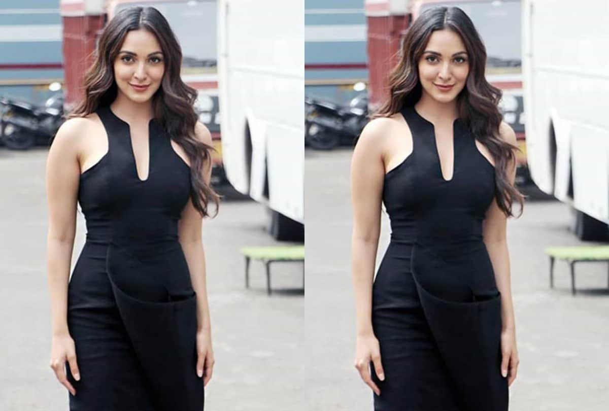 kiara advani akshay kumar black dress laxmmi bomb promotion event