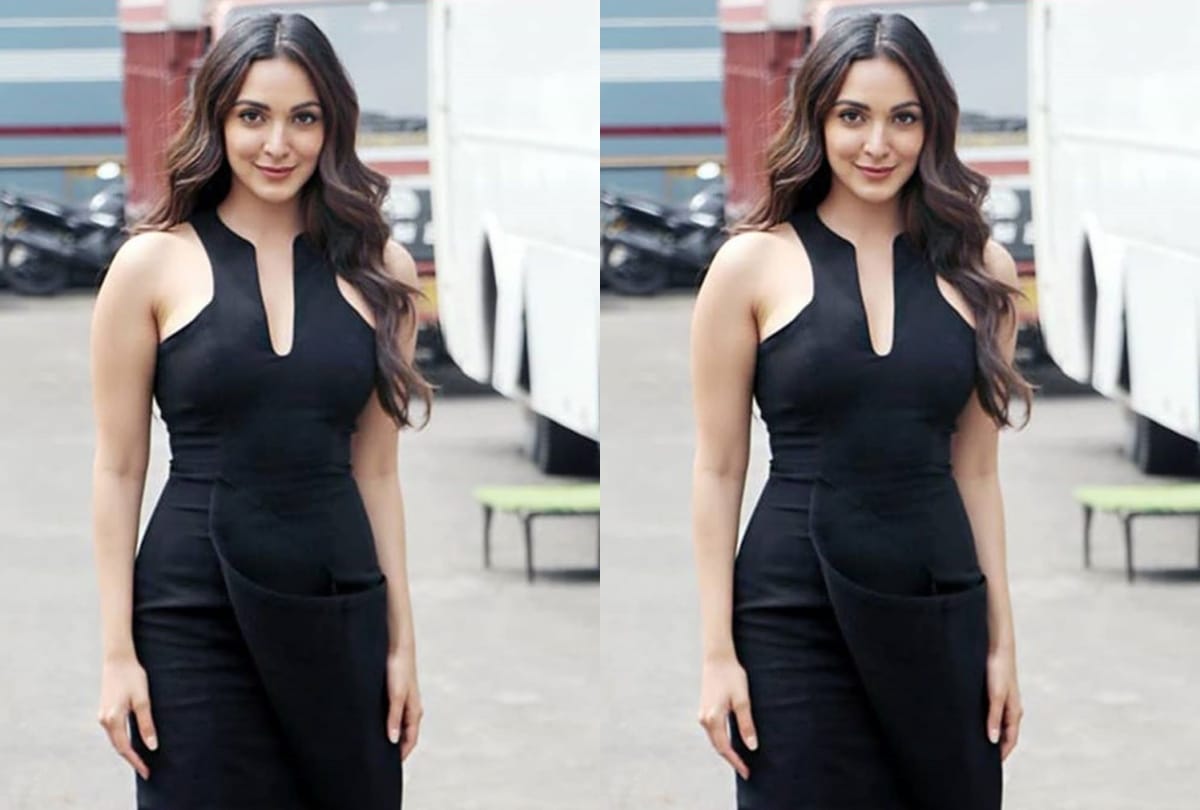 kiara advani akshay kumar black dress laxmmi bomb promotion event
