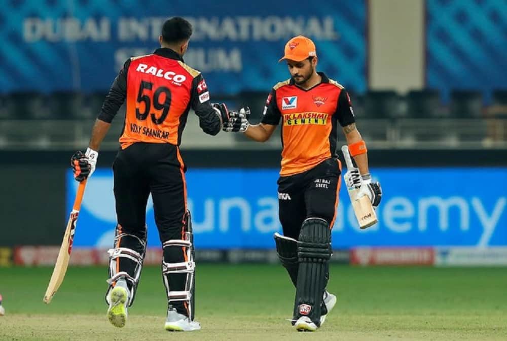 Manish Pandey and Vijay Shankar creates history, 24th 100 plus partnership for SRH in all IPL since their entry in 2013