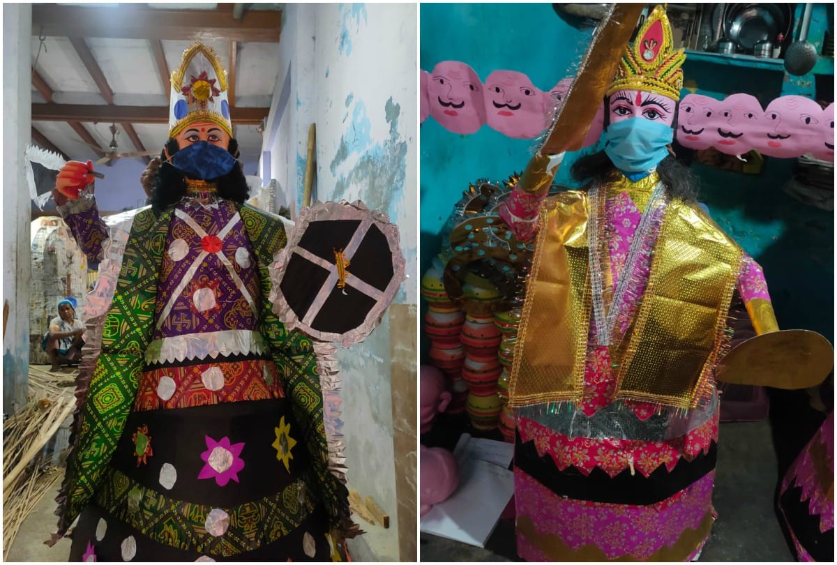 Ravan Statue Wear Mask At Vijaya Dashami 2020