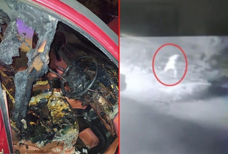 Anti-social elements set fire to the car in Chandigarh