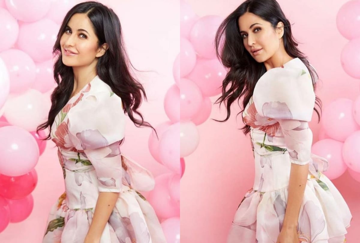katrina kaif breathtaking beautiful in gauri and nainika white pink floral short dress