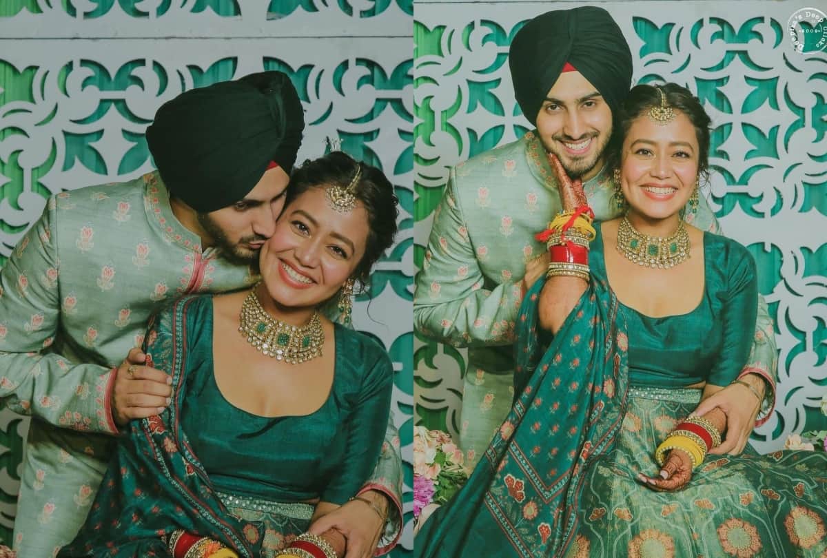 neha kakkar wedding reception red lehenga designs by falguni shane designer
