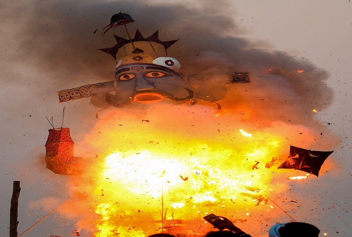 dussehra 2020 watch pics of ravan dahan in various parts of the country