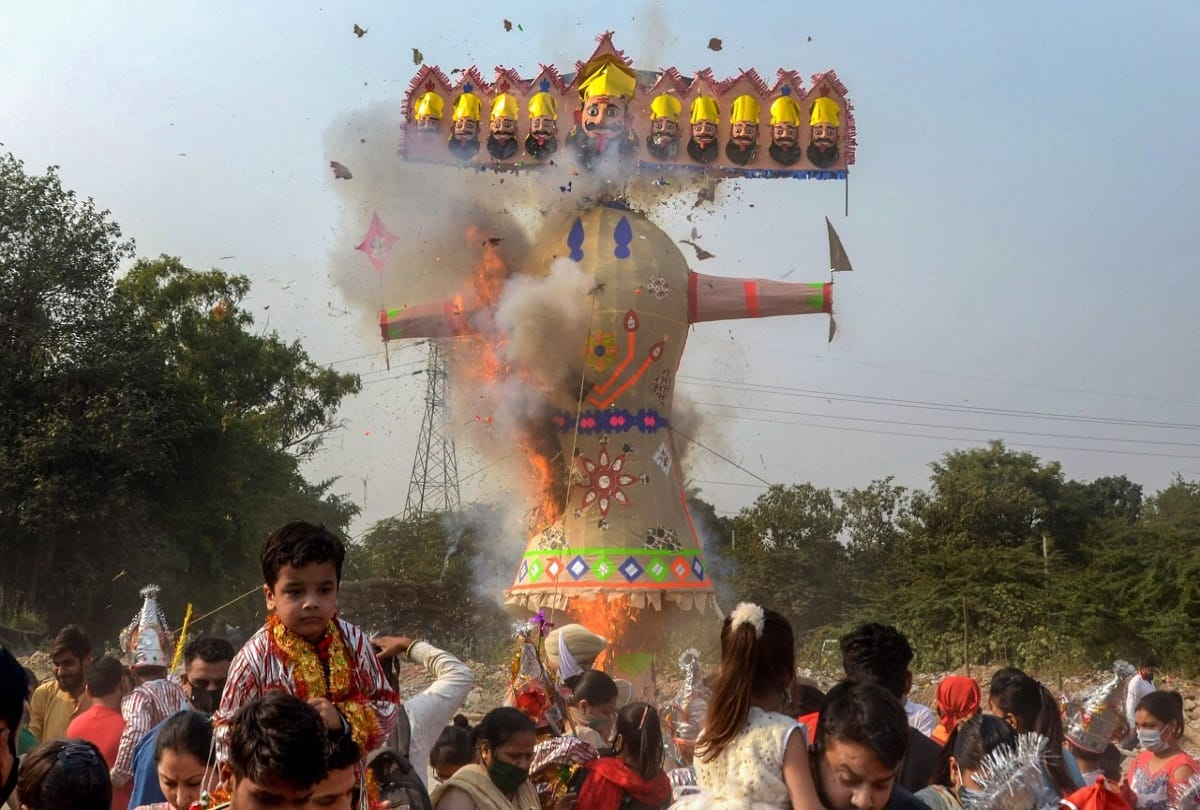dussehra 2020 watch pics of ravan dahan in various parts of the country