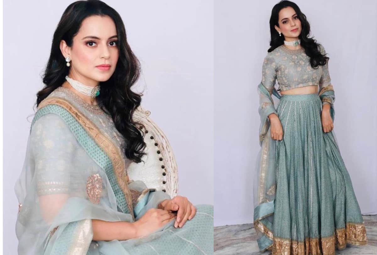Kangana ranaut red and pastel blue lehenga to silk saree in her cousin's wedding