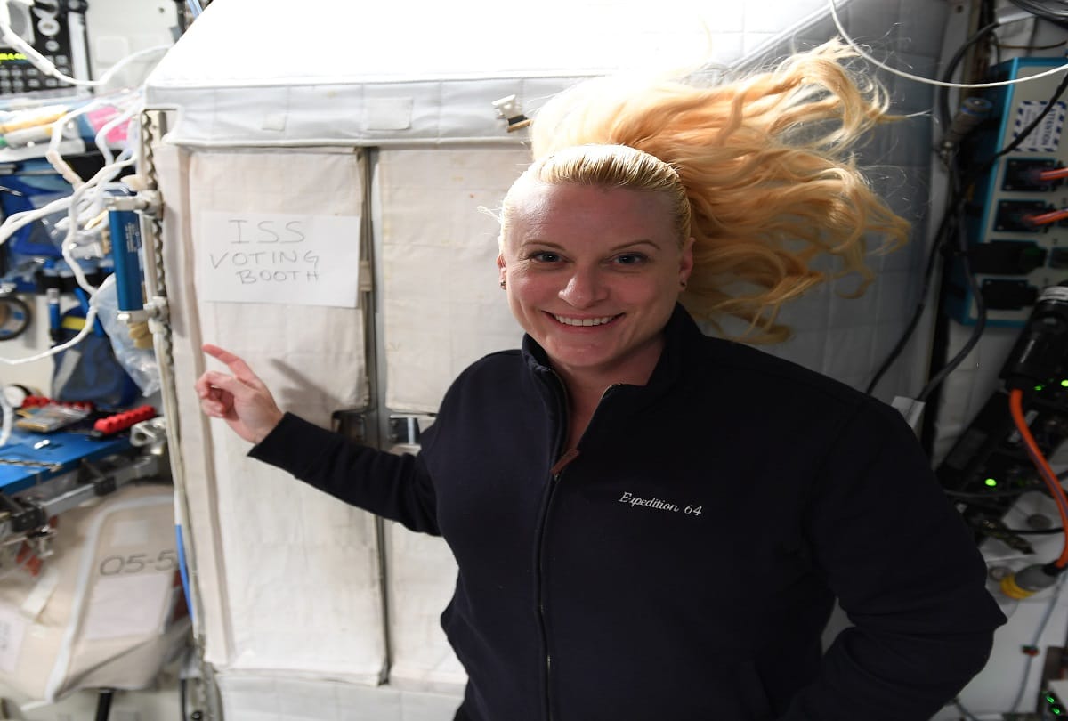 female astronaut cast her vote for president in united states of america in early voting