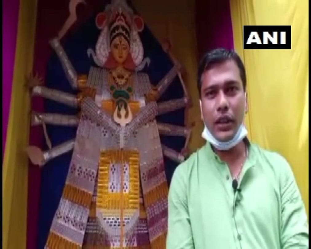 Assam: Dhubri artist Sanjib Basak created idol of Durga Devi with expired medicines